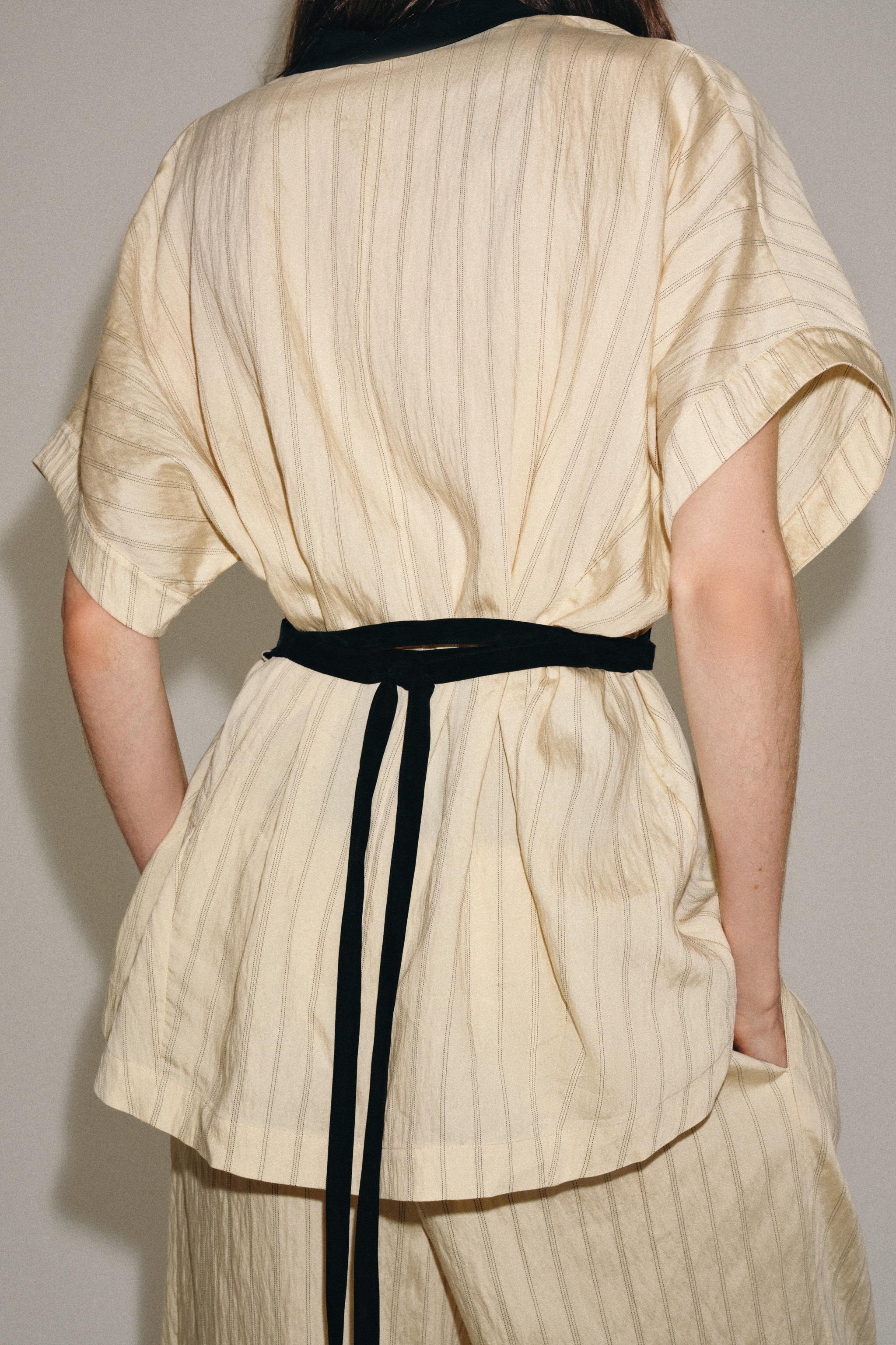 ZW COLLECTION STRIPED DOUBLE-BREASTED JACKET